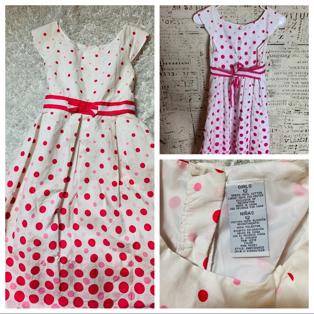Kahn Lucas Pink polka dot Party Dress Petticoat 12